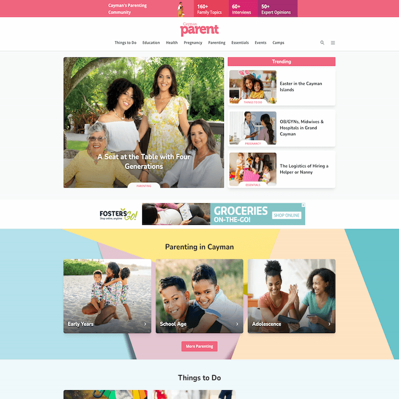 cayman parent website homepage
